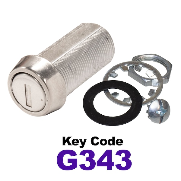 Global RV SS Compartment Lock, Cam/Blade Style, 1-3/8in Threaded Barrel, Keyed to G343, Blades not Included CLB-343-138-SS - main